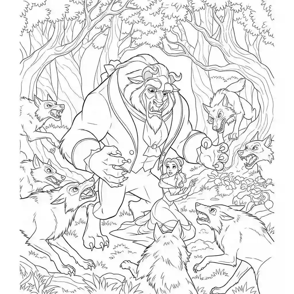 Desenhos de a bela e a fera para imprimir e colorir