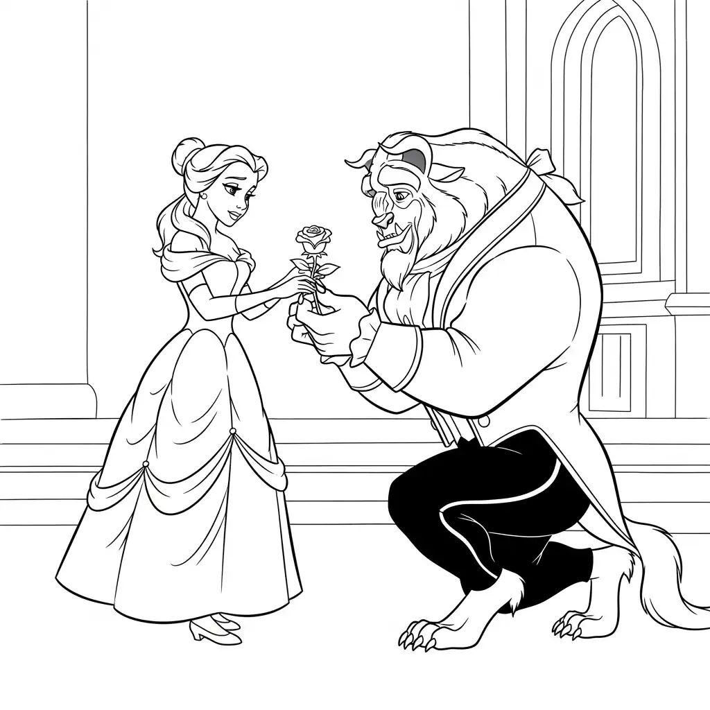 Desenhos de a bela e a fera para imprimir e colorir