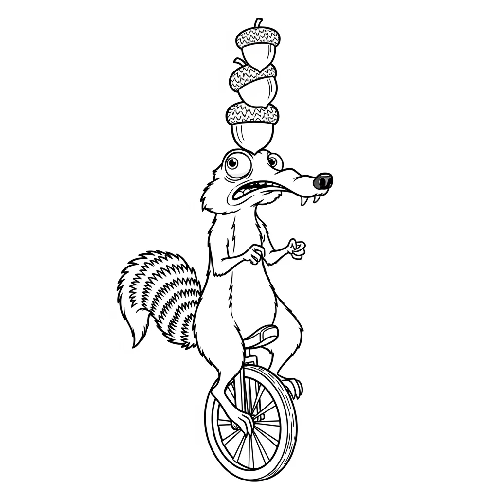 Personagens da Era do Gelo para colorir – Manny, Sid, Diego e Scrat em desenho preto e branco