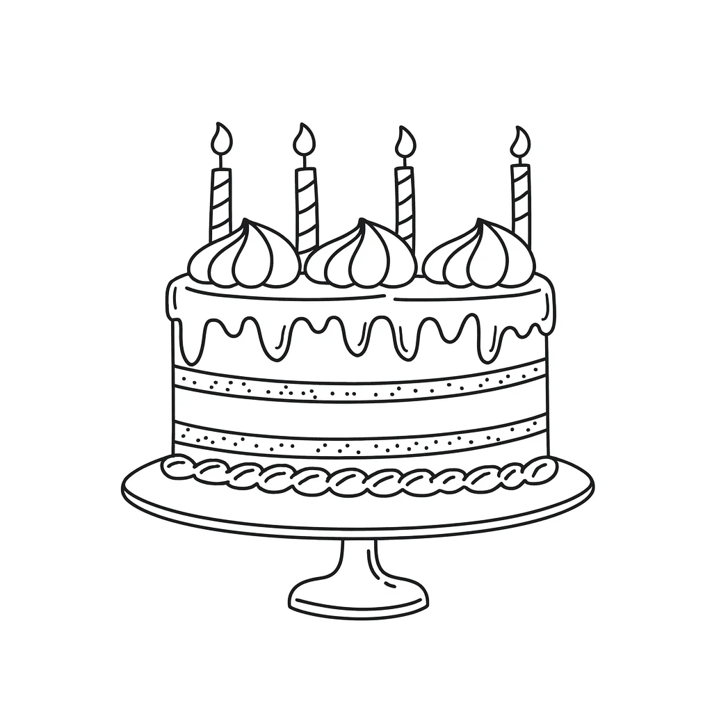 bolo de aniversário para colorir