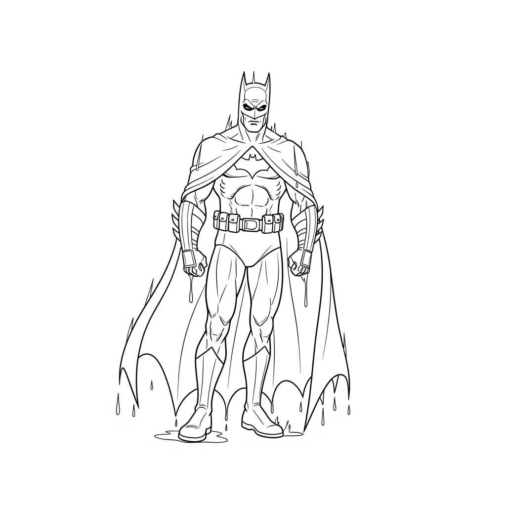 Desenhos do Batman para colorir com fundo branco e traços grossos, incluindo cenas de ação, combate e heróis de Gotham