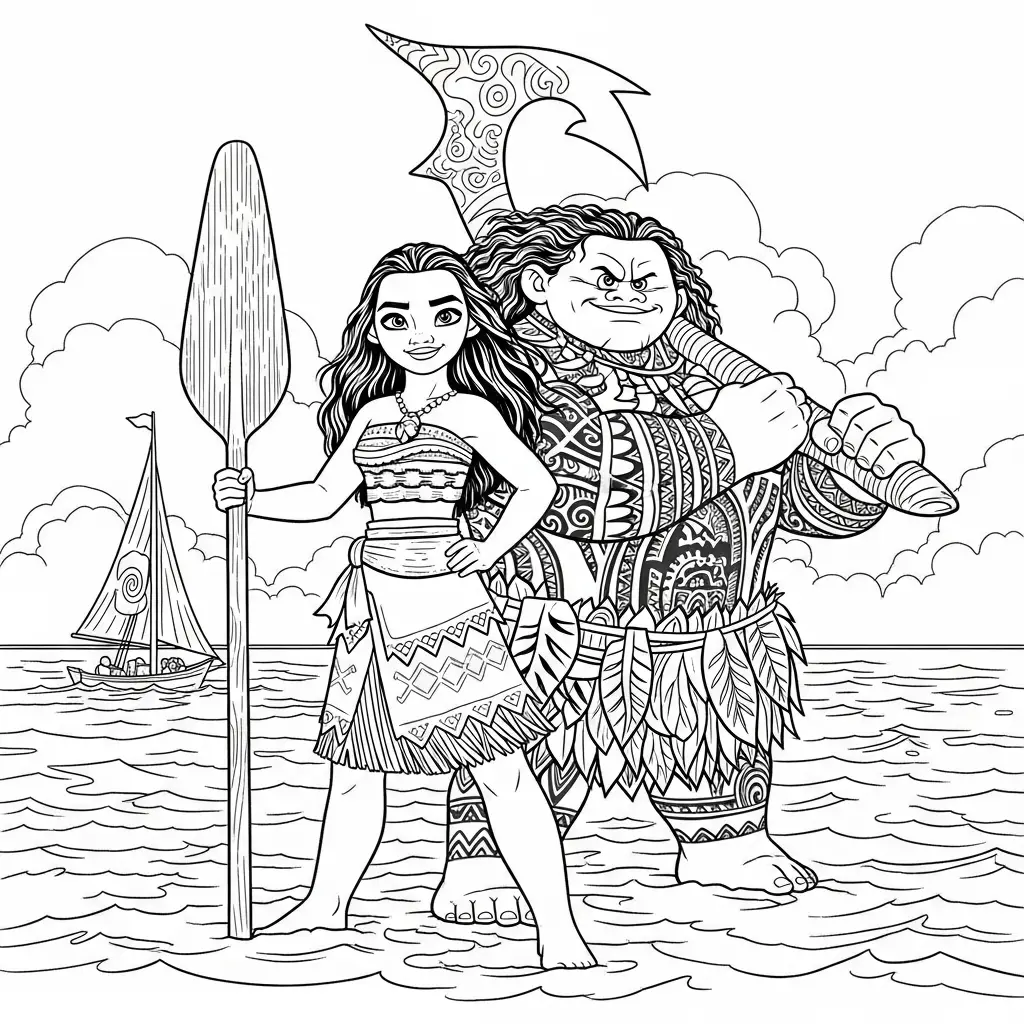 Desenho da Moana para colorir – Imprimir grátis