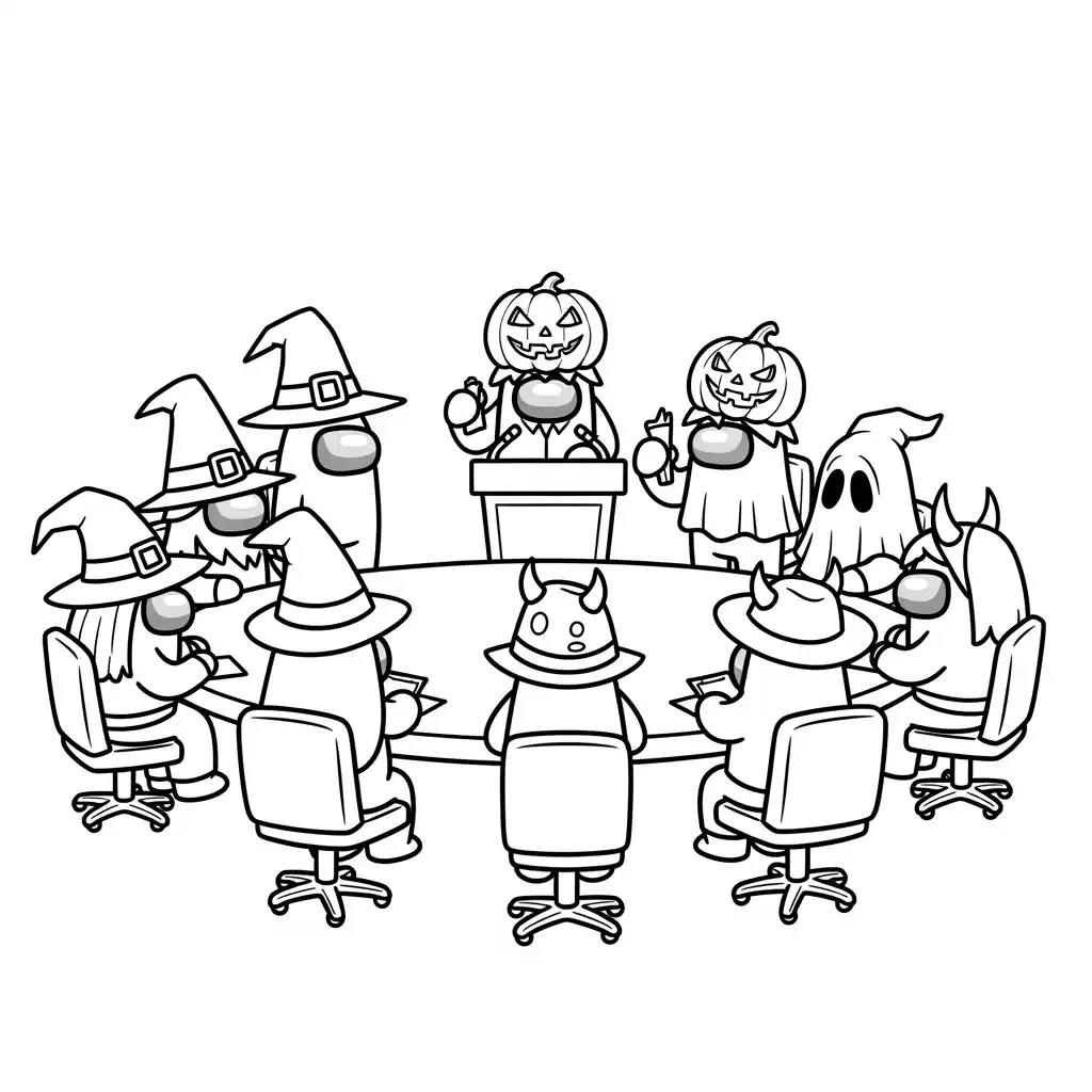 dois tripulantes de Among Us no interior da nave – desenho para colorir