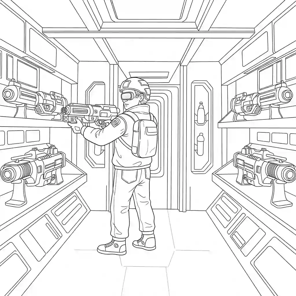 dois tripulantes de Among Us no interior da nave – desenho para colorir
