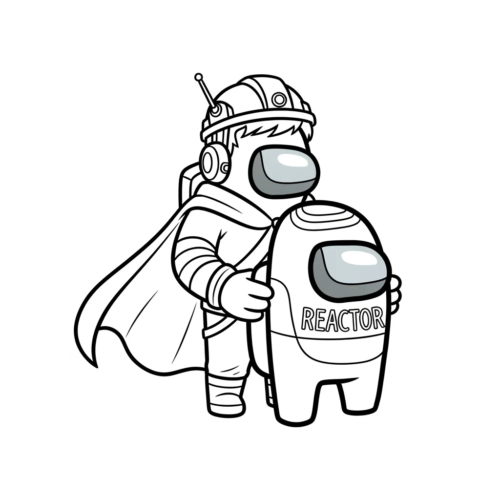dois tripulantes de Among Us no interior da nave – desenho para colorir
