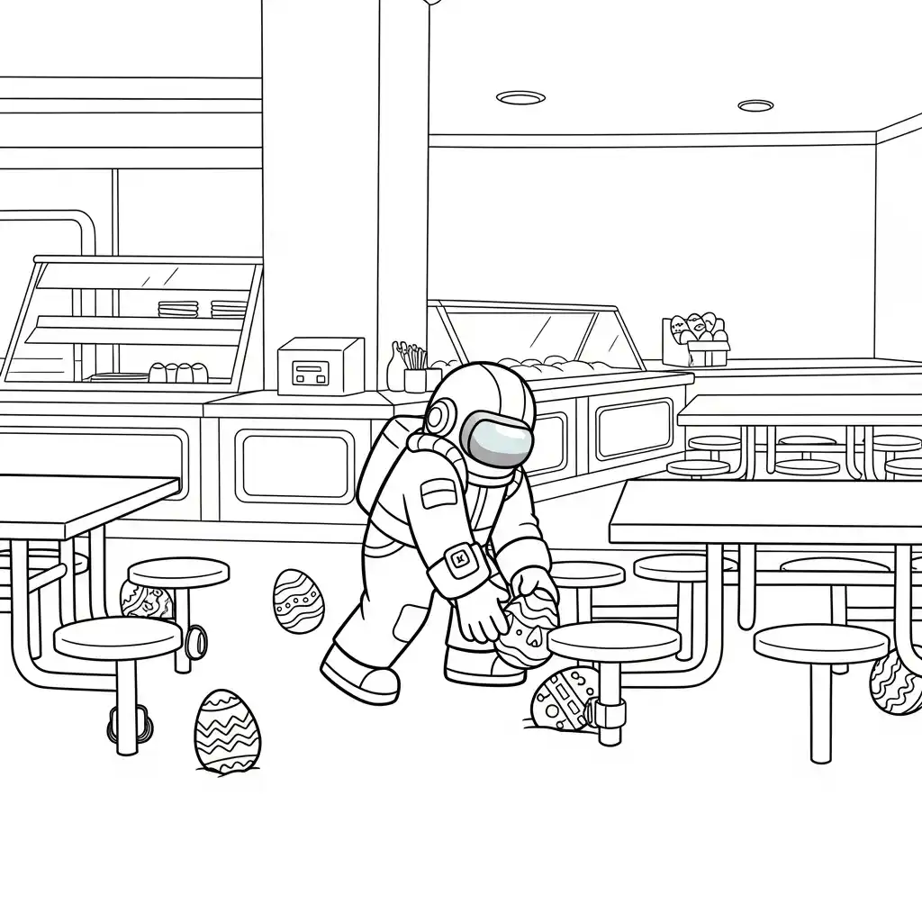 dois tripulantes de Among Us no interior da nave – desenho para colorir