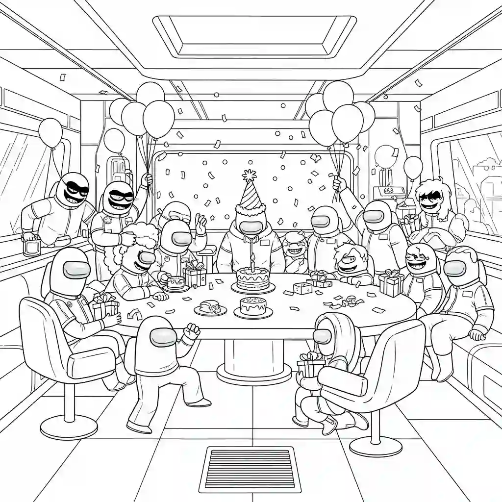 dois tripulantes de Among Us no interior da nave – desenho para colorir