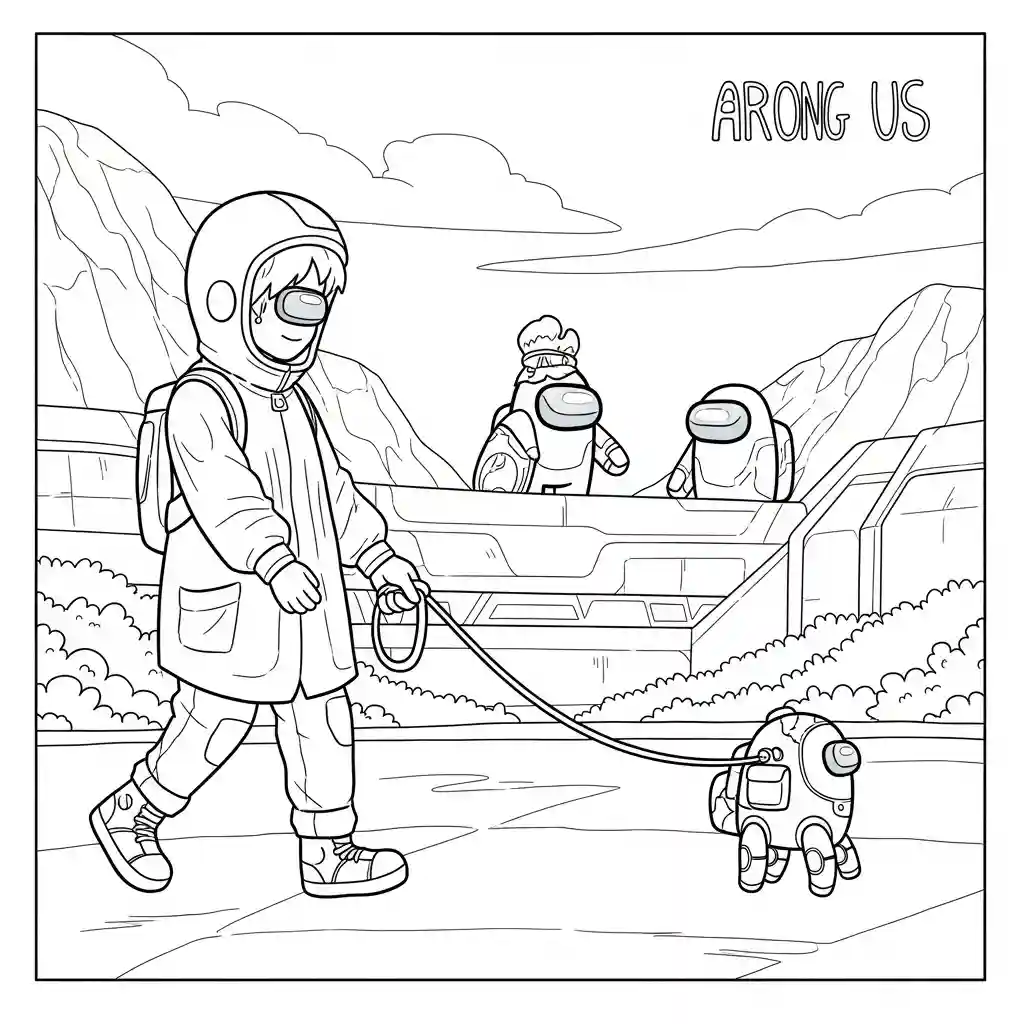 dois tripulantes de Among Us no interior da nave – desenho para colorir