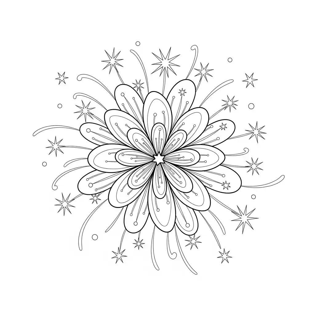 desenho de fogos de artifício para colorir