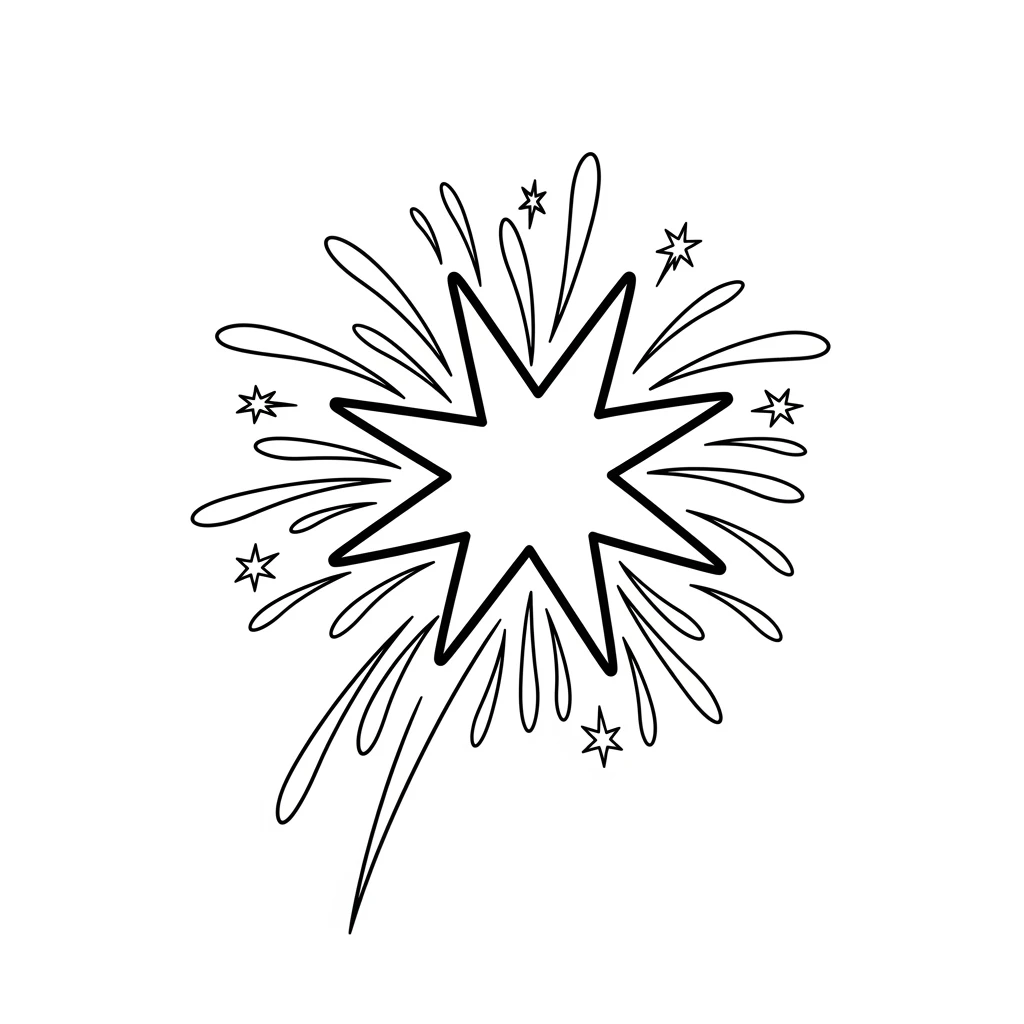 desenho de fogos de artifício para colorir