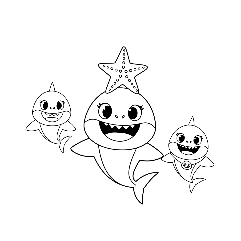 Desenho do Baby Shark para Colorir e Imprimir
