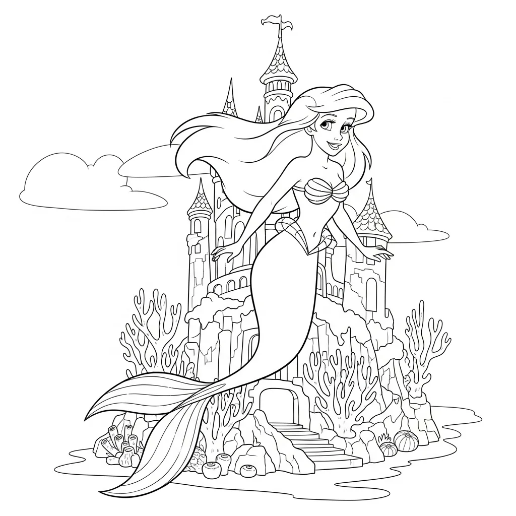 Desenhos da Ariel para Imprimir e Colorir