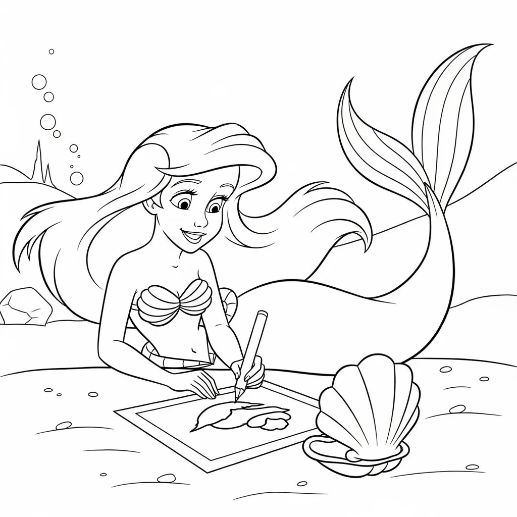 Desenhos da Ariel para Imprimir e Colorir