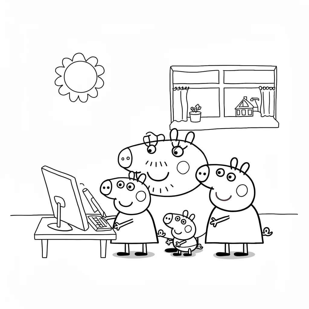 Desenho da Peppa Pig para colorir com fundo branco