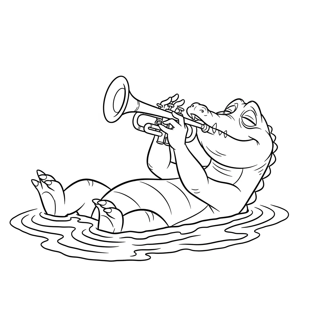 Desenho para colorir de A Princesa e o Sapo com cena encantada