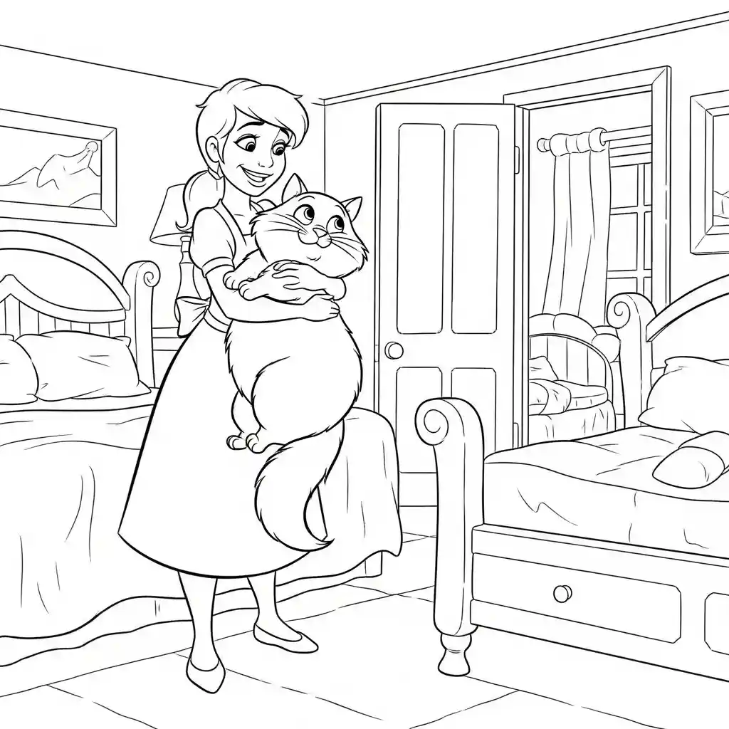 Desenho para colorir de A Princesa e o Sapo com cena encantada