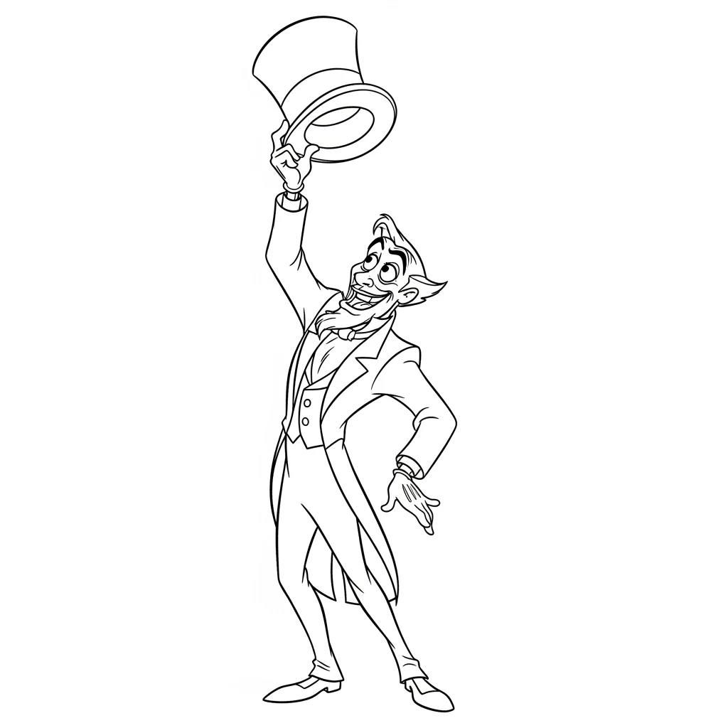 Desenho para colorir de A Princesa e o Sapo com cena encantada