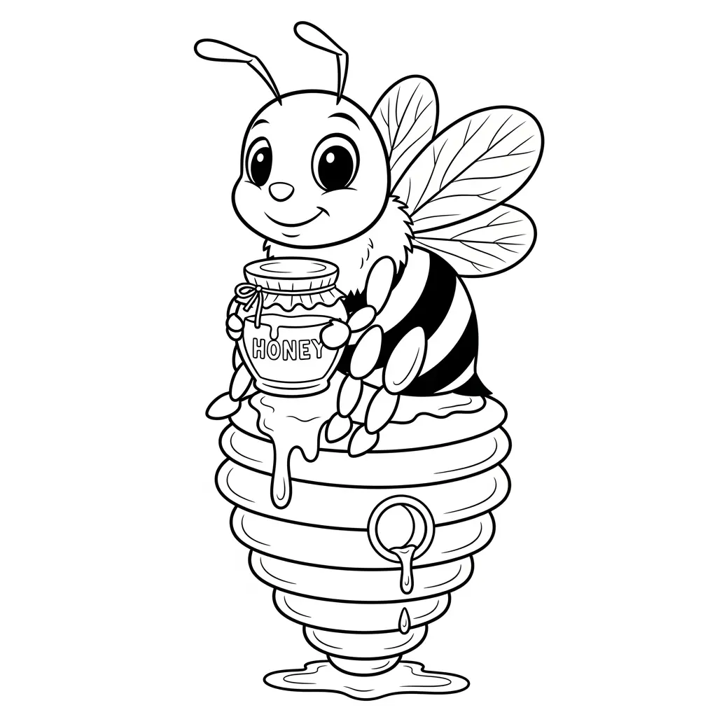 desenho fofo de abelha para colorir