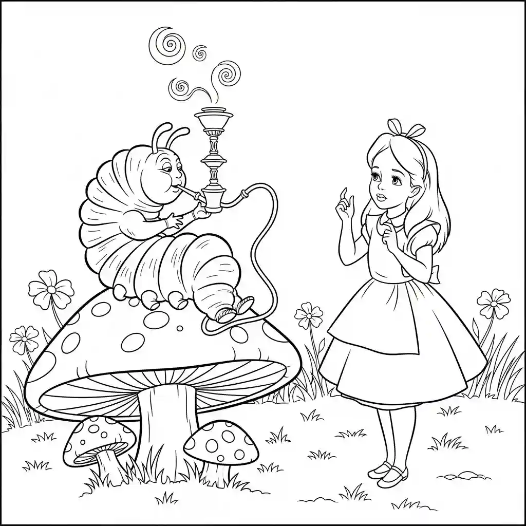 alice tomando chá com o chapeleiro maluco – desenho para colorir