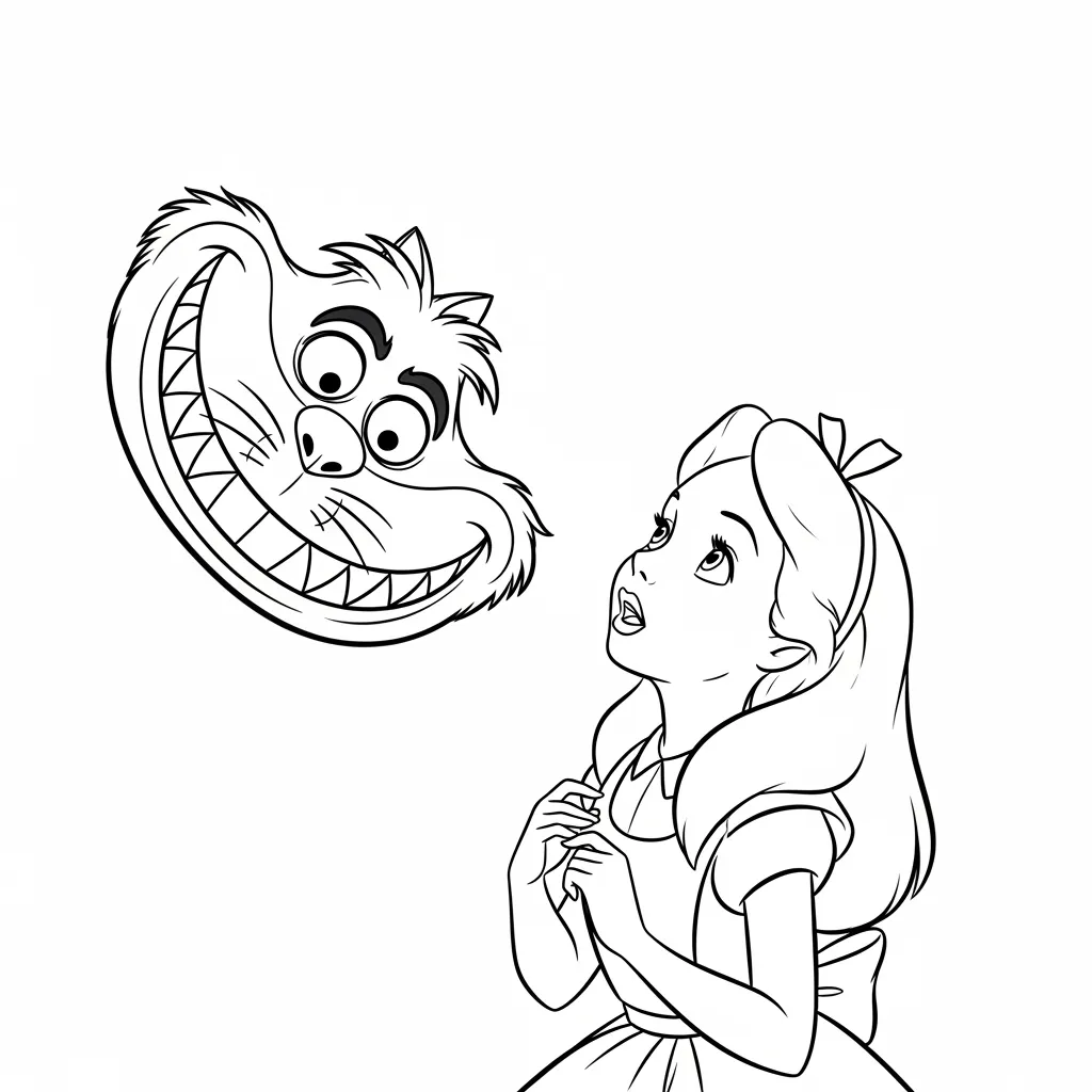 alice tomando chá com o chapeleiro maluco – desenho para colorir
