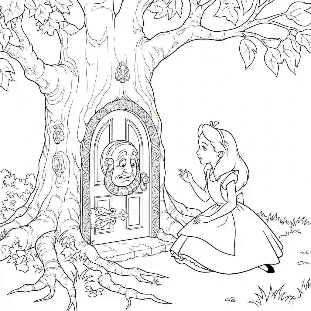alice tomando chá com o chapeleiro maluco – desenho para colorir