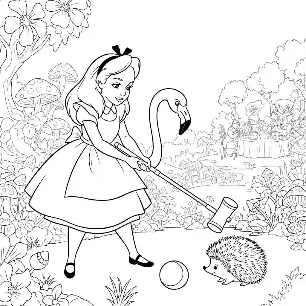 alice tomando chá com o chapeleiro maluco – desenho para colorir