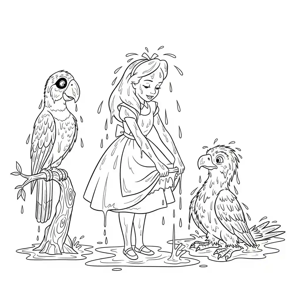 alice tomando chá com o chapeleiro maluco – desenho para colorir