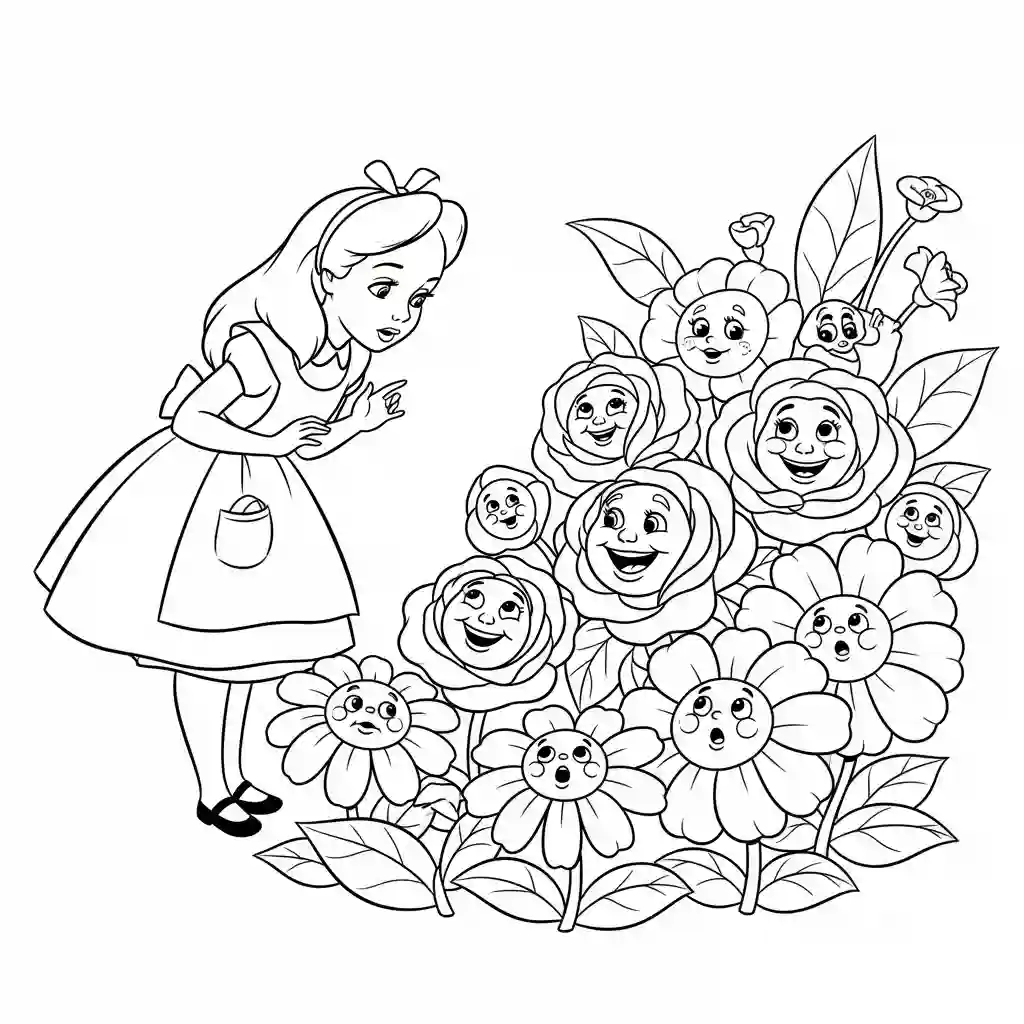 alice tomando chá com o chapeleiro maluco – desenho para colorir