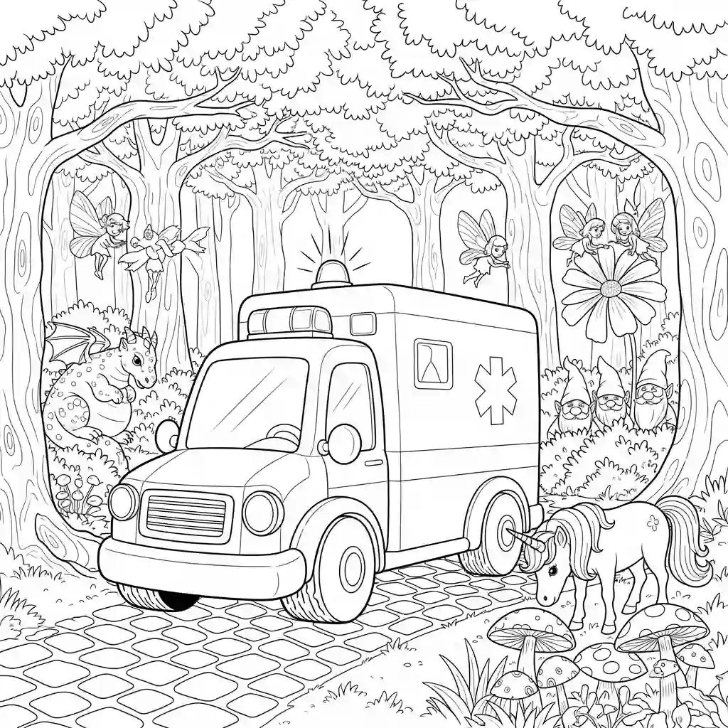 ambulância infantil para imprimir e colorir