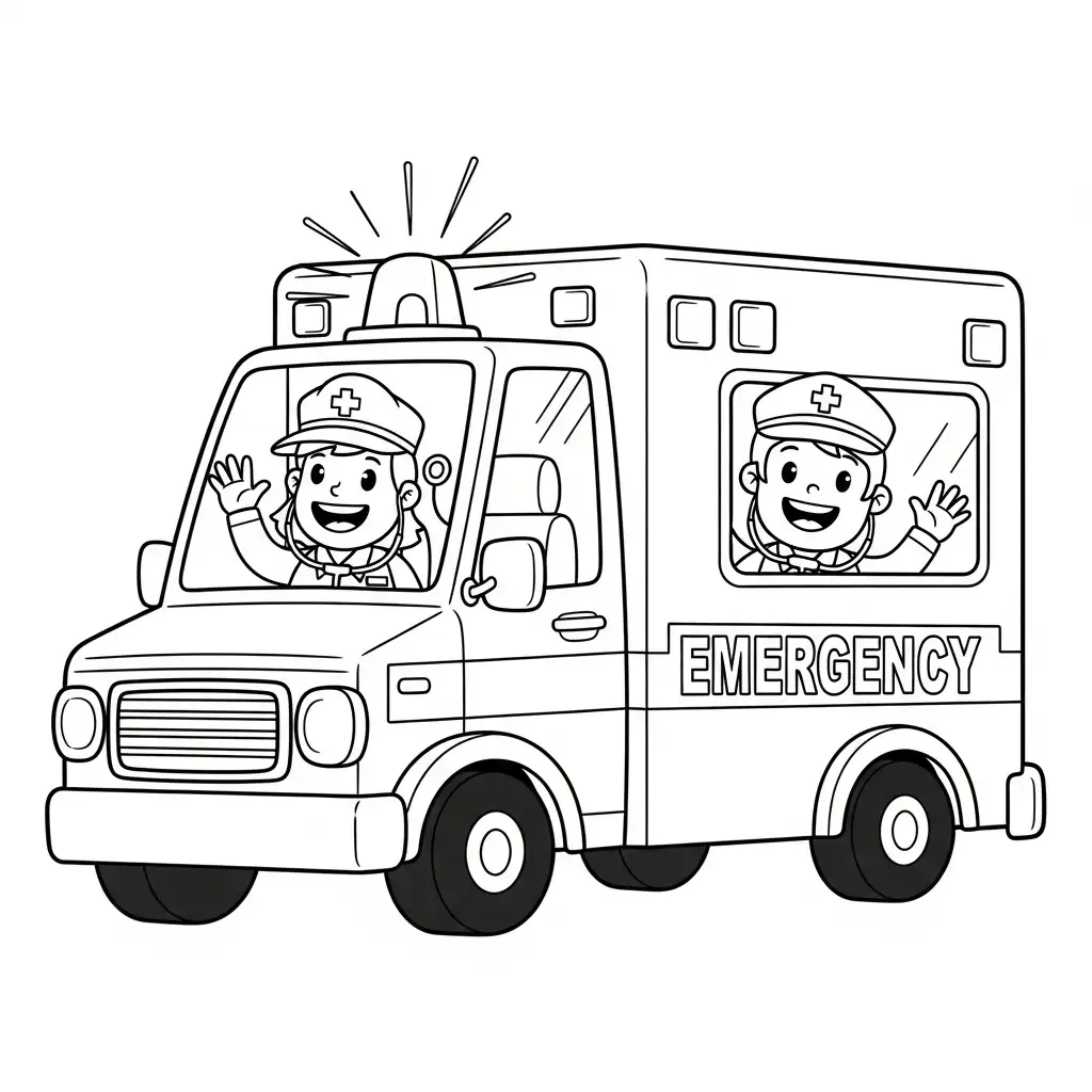 ambulância infantil para imprimir e colorir