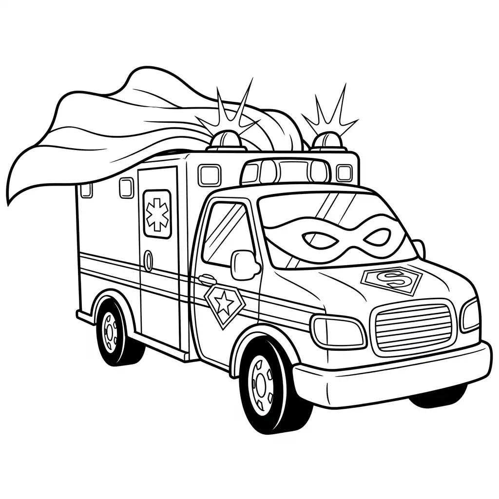 ambulância infantil para imprimir e colorir