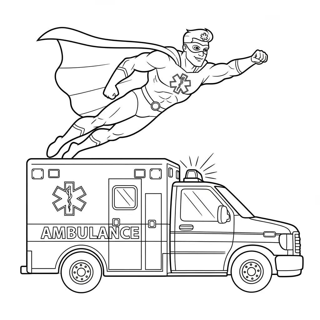 ambulância infantil para imprimir e colorir