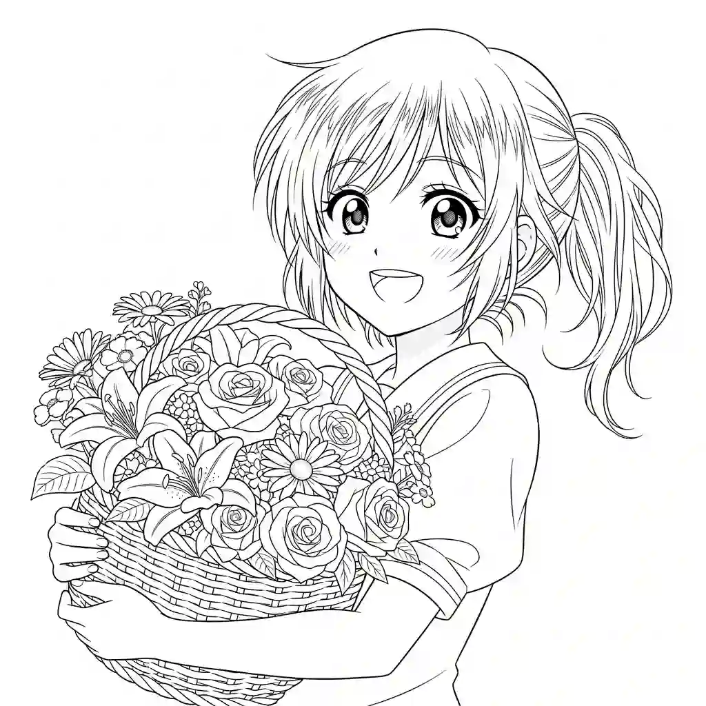 Desenhos de anime para colorir com personagens famosos em traços grossos e fundo branco, prontos para imprimir e pintar