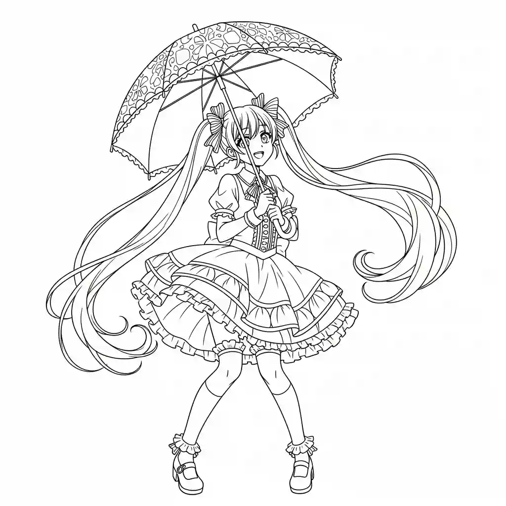 Desenhos de anime para colorir com personagens famosos em traços grossos e fundo branco, prontos para imprimir e pintar