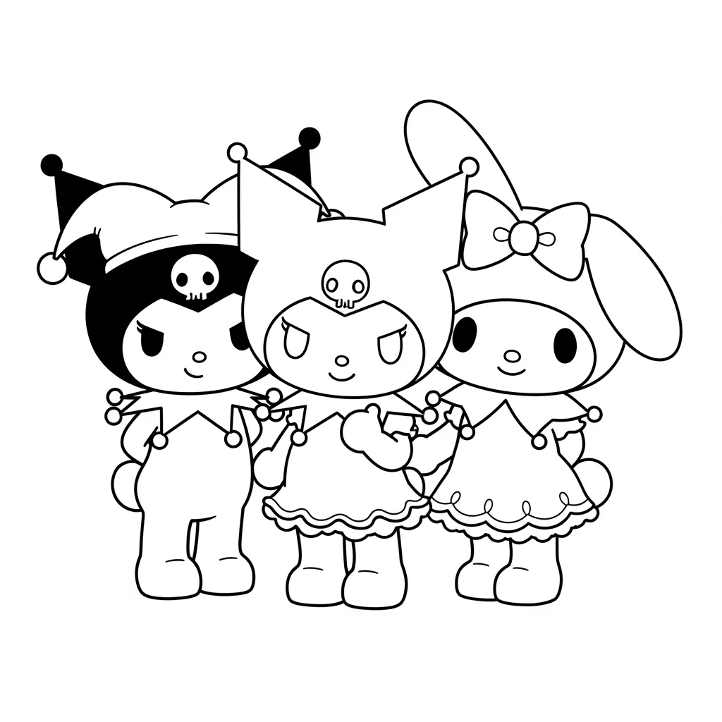 Desenhos de anime para colorir com personagens famosos em traços grossos e fundo branco, prontos para imprimir e pintar