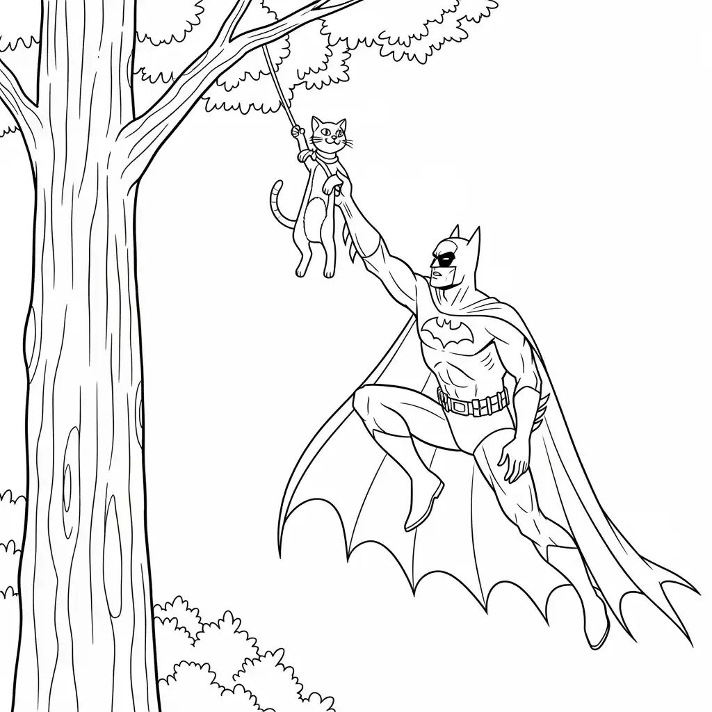 Desenhos do Batman para colorir com cenas de ação, fundo branco e traços grossos, perfeitos para imprimir e pintar