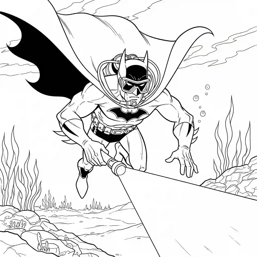 Desenhos do Batman para colorir com cenas de ação, fundo branco e traços grossos, perfeitos para imprimir e pintar
