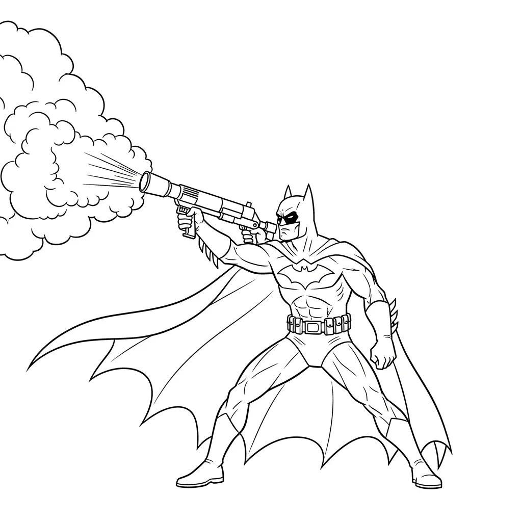 Desenhos do Batman para colorir com cenas de ação, fundo branco e traços grossos, perfeitos para imprimir e pintar