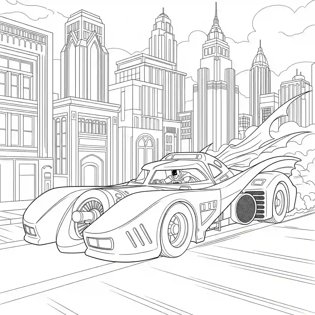 Desenhos do Batman para colorir com cenas de ação, fundo branco e traços grossos, perfeitos para imprimir e pintar