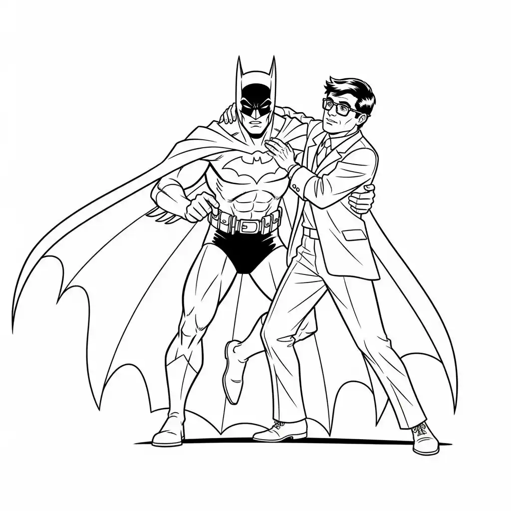 Desenhos do Batman para colorir com cenas de ação, fundo branco e traços grossos, perfeitos para imprimir e pintar