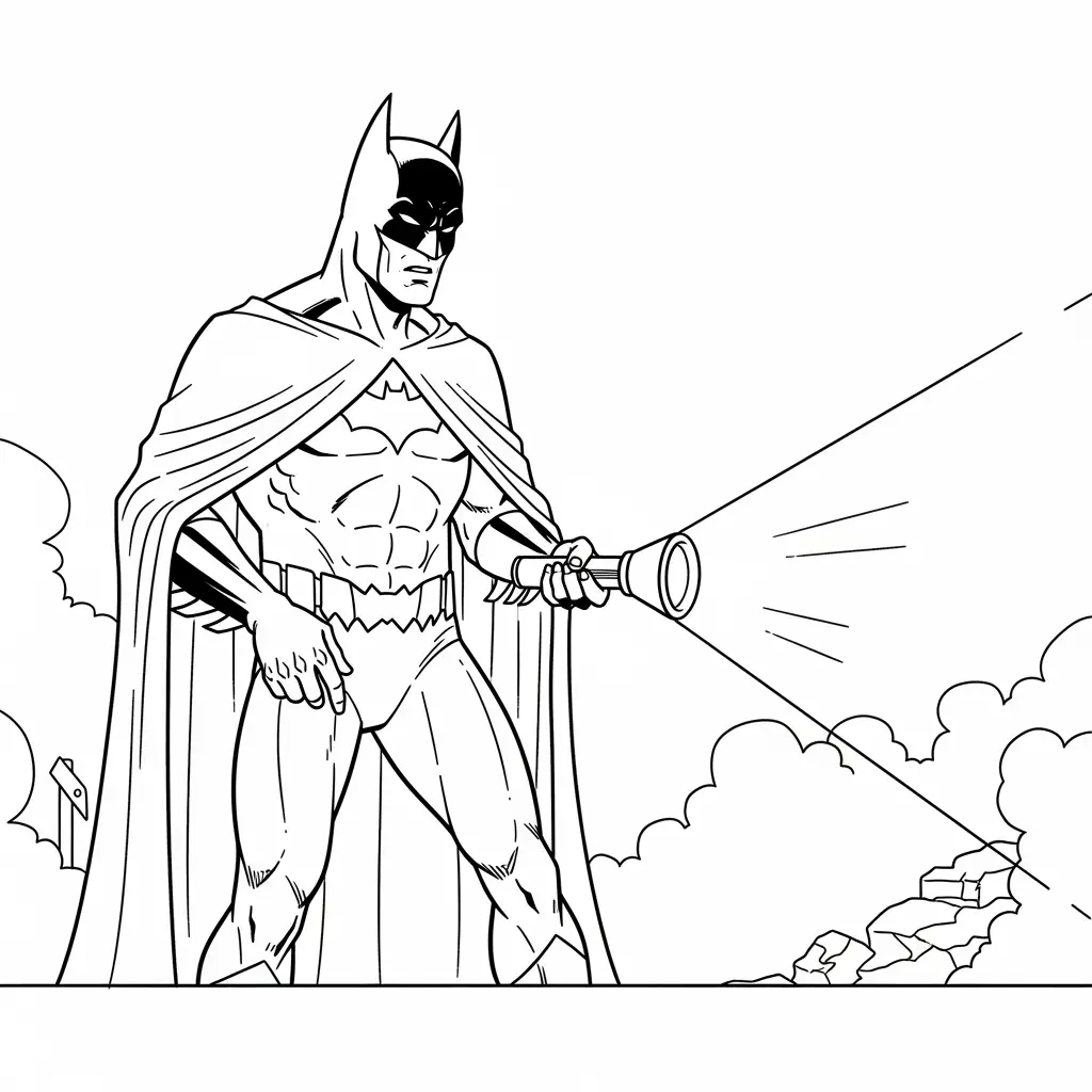 Desenhos do Batman para colorir com cenas de ação, fundo branco e traços grossos, perfeitos para imprimir e pintar