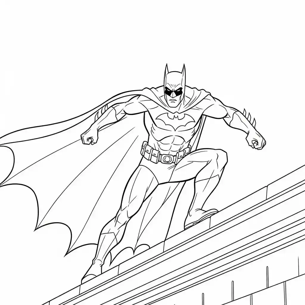 Desenhos do Batman para colorir com cenas de ação, fundo branco e traços grossos, perfeitos para imprimir e pintar