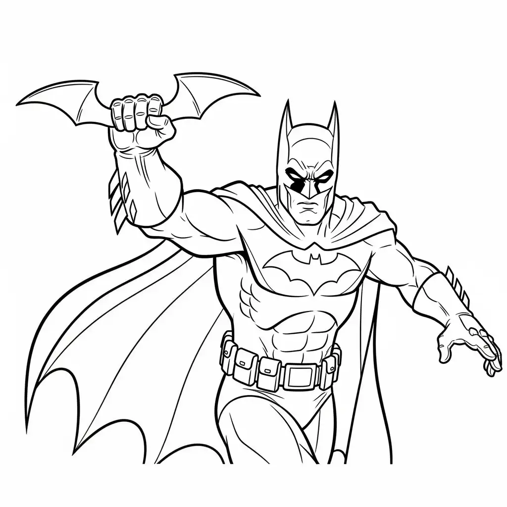 Desenhos do Batman para colorir com cenas de ação, fundo branco e traços grossos, perfeitos para imprimir e pintar