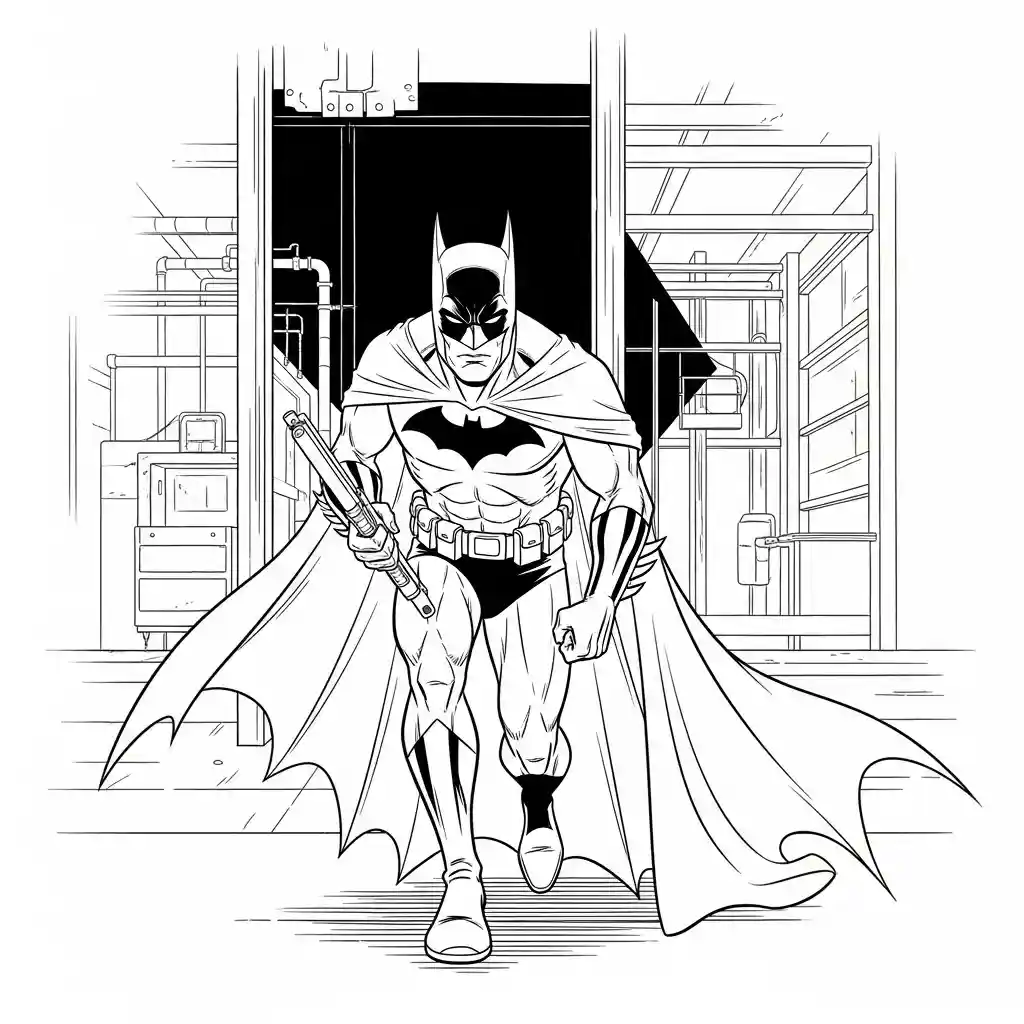Desenhos do Batman para colorir com cenas de ação, fundo branco e traços grossos, perfeitos para imprimir e pintar