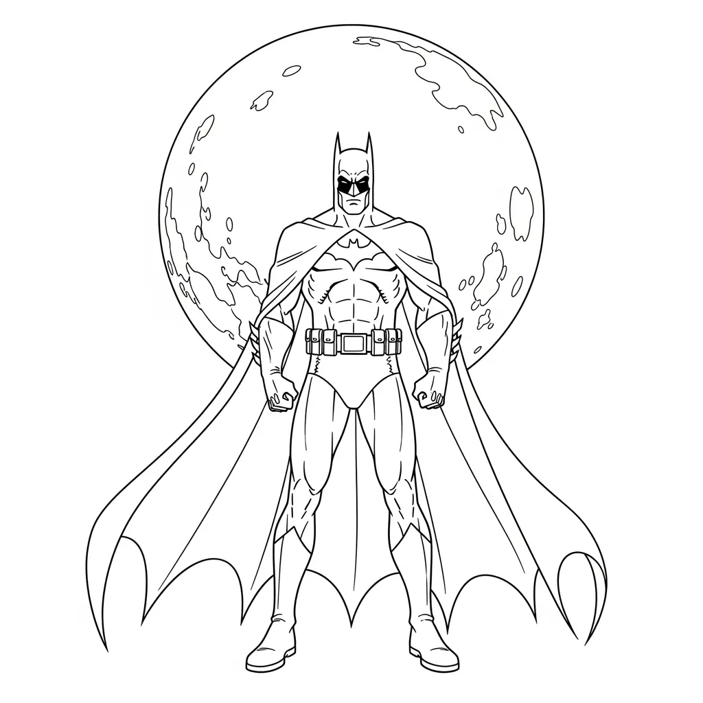 Desenhos do Batman para colorir com cenas de ação, fundo branco e traços grossos, perfeitos para imprimir e pintar