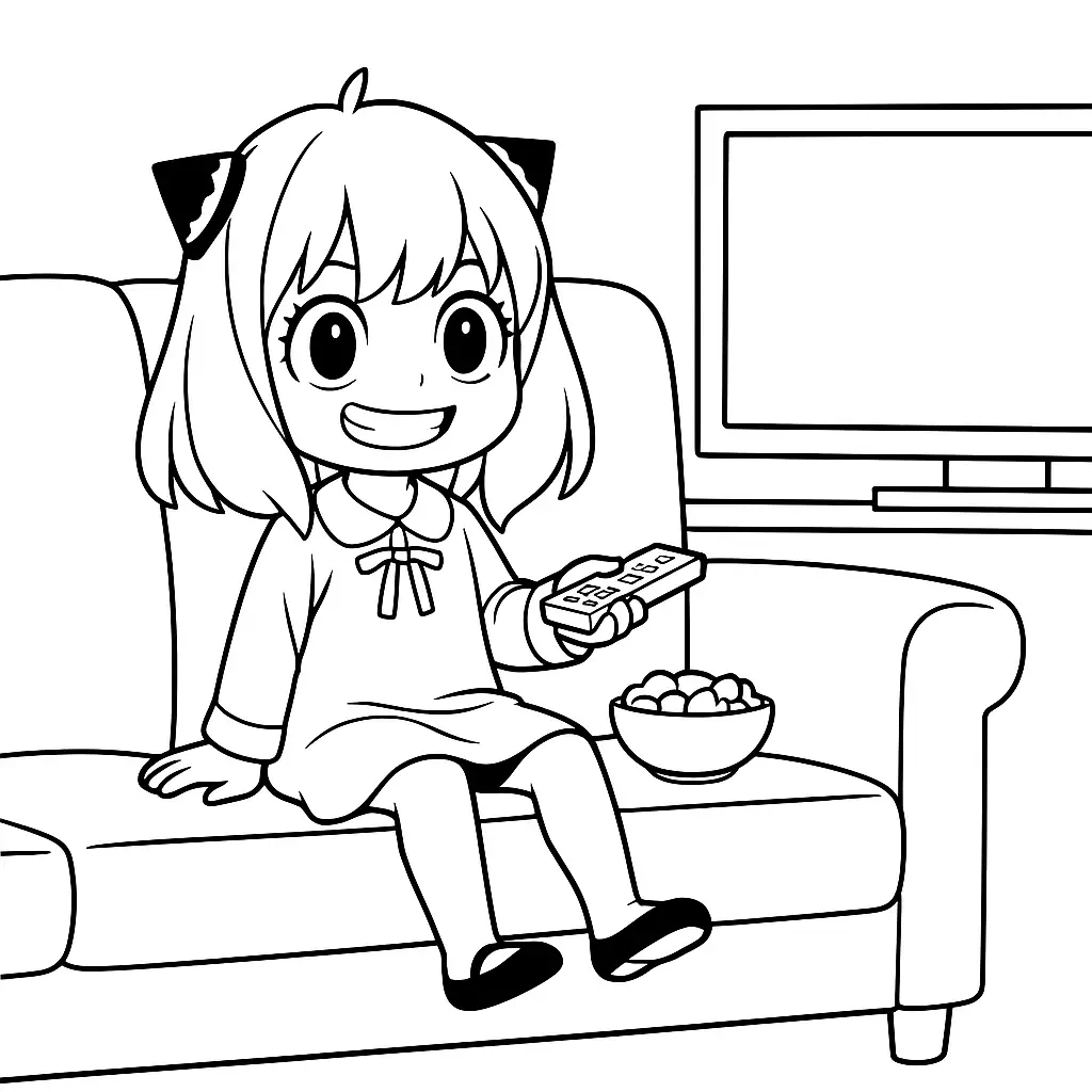 Esboço divertido da Anya em estilo infantil para colorir