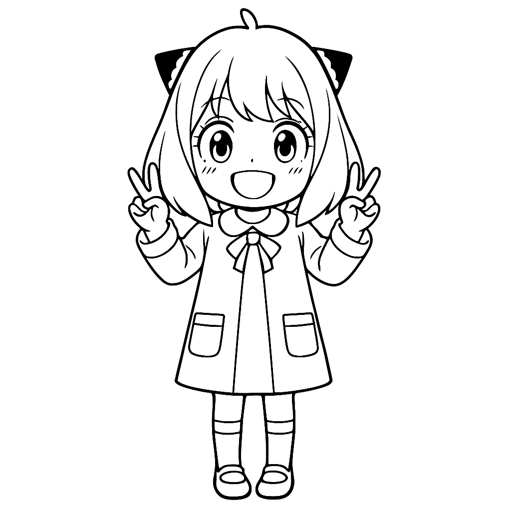 Esboço divertido da Anya em estilo infantil para colorir