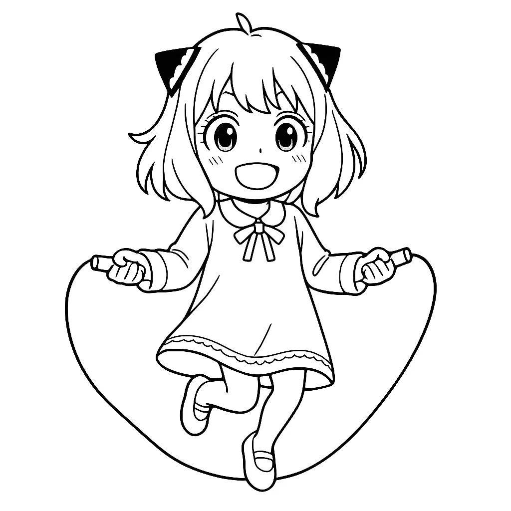 Esboço divertido da Anya em estilo infantil para colorir
