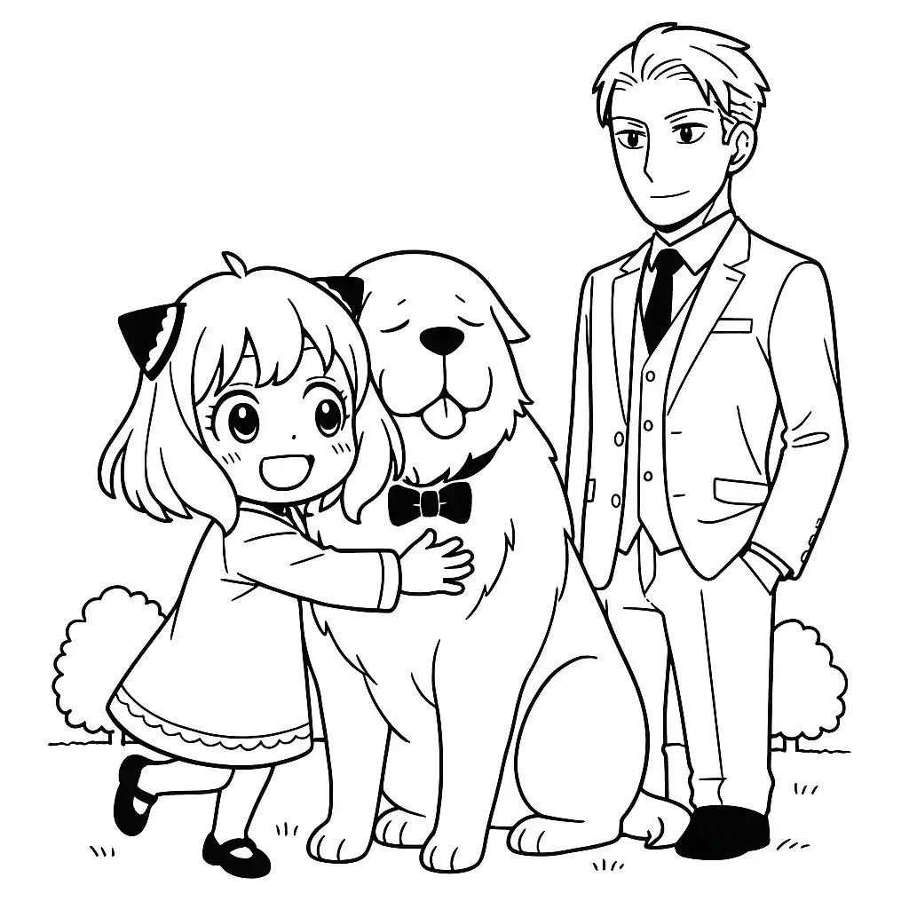 Esboço divertido da Anya em estilo infantil para colorir