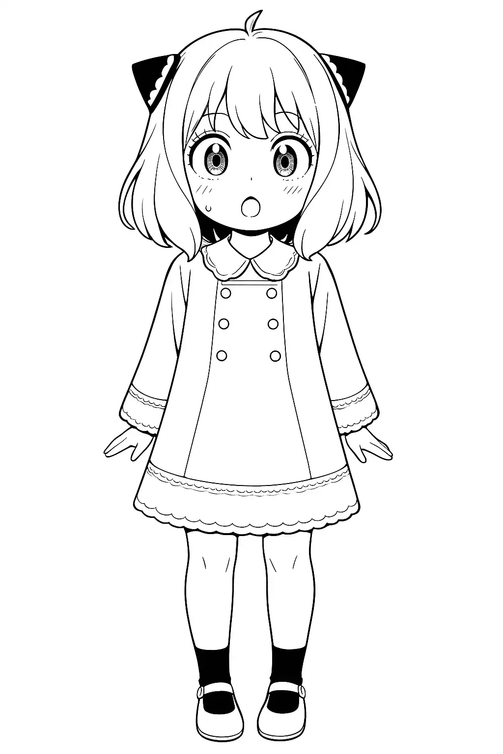Esboço divertido da Anya em estilo infantil para colorir